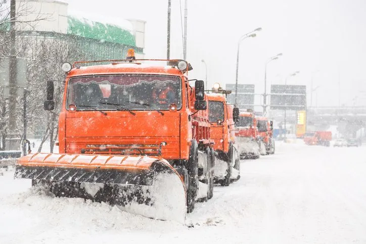 Snow plowing in progress